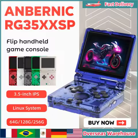 ANBERNIC RG35XXSP Portable Retro Handheld Game Console 3.5" IPS Screen Linux System Support PSP Game