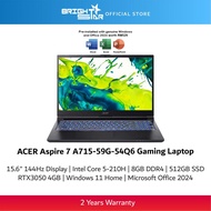 ACER Aspire 7 A715-59G-54Q6 Gaming Laptop - 15.6"/144Hz/C5-210H/8GB D4/512GB SSD/RTX3050 4GB/Win11/H