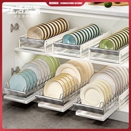 Cabinet pull-out shelf pull-out dish rack cabinet pull-out drawer stainless steel draining dish rack cabinet crevice storage