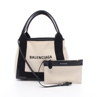 【二手】巴黎世家 (Balenciaga )手提包 海軍藍 Cabas XS 390346 象牙白/黑色帆布皮革 海軍藍 Cabas XS 女款 二手 B