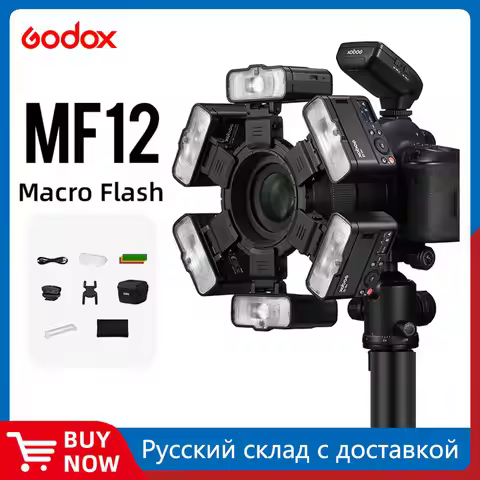 Godox MF12 MF12-K2 Macro Flash 2 Light Kit Mini Speedlite built-in Godox X System TTL Flash + Color