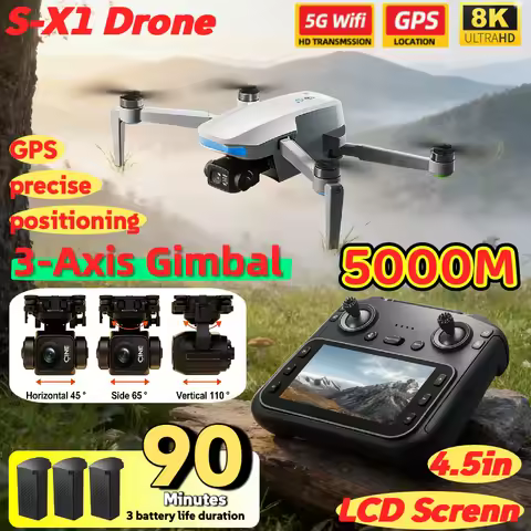 S-X1 MAX GPS Drone 4K Camera 3-Axis Gimbal EIS 5KM Digital Transmission Brushless Motor Quadcopter w