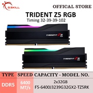 G.SKILL DDR5 TRIDENT Z5 RGB RAM DUAL CHANNEL 6400MTs Intel XMP | 1.40V | 4800 MT/s | [2x32GB   32-39-39-102] | (F5-6400J3239G32GX2-TZ5RK)