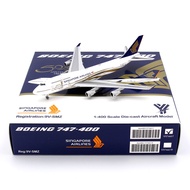 YY Wings Singapore Airlines Boeing B747-400 9V-SMU 9V-SMZ Passenger Aircraft Model 1/400