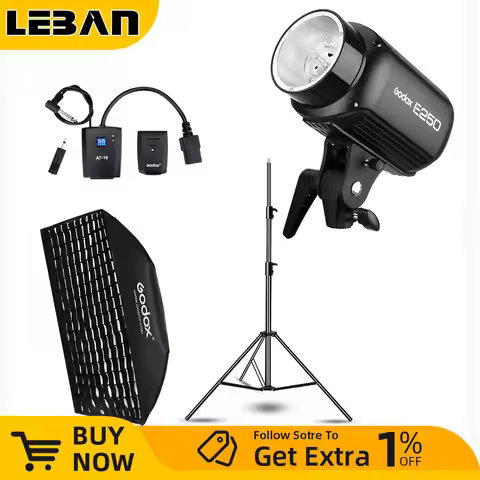 Godox E250 250Ws Photography Studio Flash Strobe Light + 50 x 70cm Softbox + 180cm Light Stand + AT-