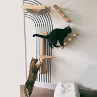 Cat Activity Tree with Scratching Posts Wall Mounted Sisal Scratcher Wooden Hammock Climbing Shelf Stairway Perch Platform Toy