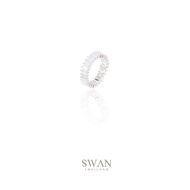 SWAN - Simple Lux Ring แหวนเงินแท้ ฝังเพชรคิวบิคเซอร์โคเนีย cubic zirconia ทรงเหลี่ยม baguette