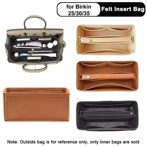 Durable Felt Handbag Insert Bag Multi-Pocket Travel Liner Bag Portable Inner Bag for Birkin25/30/35