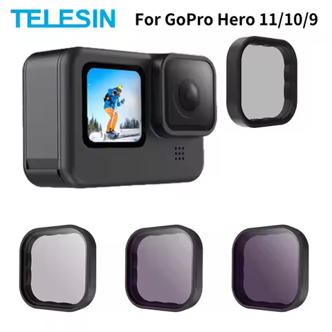 TELESIN ND8 ND16 ND32 CPL Lens Filter Set Aluminium Alloy Frame for GoPro 12 GoPro Hero 11 10 9 Blac