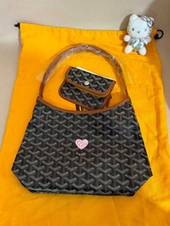 全新 爆款Goyard mini hobo 棕黑 配愛心粉紅色