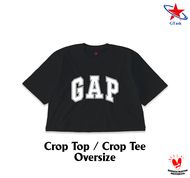 Kaos Crop Top OverSize GAP | Baju Crop Tee Oversized Hijab Dewasa GTask Korean Style