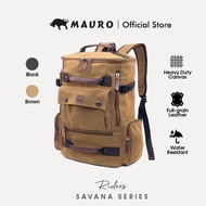 MAURO Riders Vintage Canvas Leather Backpack 31L Travel Bag Baju Beg Retro Canvas Beg Backpack Kerja