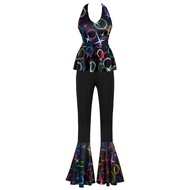 Adult Disco Costume for Women Disco Jumpsuit Party Outfit Set Halloween Costume