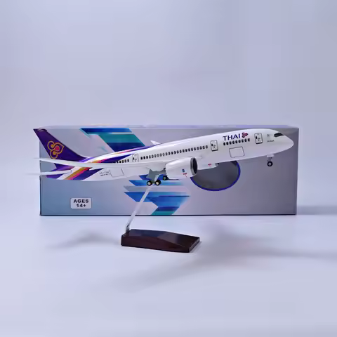 43cm Plastic model Thai Airways B787 Airplane Model Toys With Light & Wheel Diecast Collection Aircr