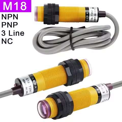 E18-T3N1 NPN M18 Photoelectric Switch Through-Beam E18-T3P1 PNP DC 3 Wire NPN Normally Open Infrared