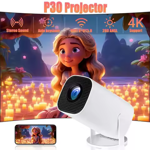 4K 1080P Video P30 Mini Smart Projector Android WiFi 6 Technology 1280x720P Native Resolution Portab