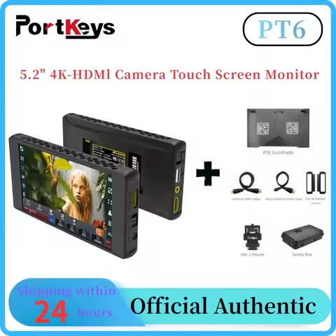 Portkeys PT6 5.2" Touch Screen Camera Monitor 3D LUT 600nit 1080P 4K Display Live Streaming for DSLR