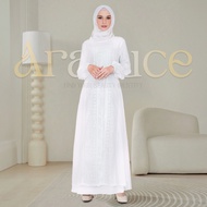 Gamis putih brukat mewah dan elegan terbaru - dress putih brokat wanita modern dan kekinian simple