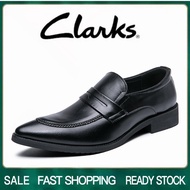 Clarks_รองเท้าผู้ชาย รุ่น สีดำ รองเท้าหนังแท้ รองเท้าทางการ รองเท้าแบบสวม รองเท้าแต่งงาน รองเท้าหนัง