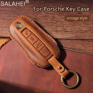 Leather Car Key Case Cover For Porsche Macan 911 Panamera Cayenne 2018 Replacement Boxster 986 987 9
