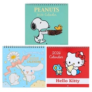 Sanrio 日本正版 2026年 日曆 月曆 小掛曆 Hello Kitty Cinnamoroll 玉桂狗 Snoopy 史努比