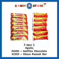 【 6pcs 】 Apollo 1303 Choco Peanut Bar / Apollo 1600 Chocolate Cream Waffle