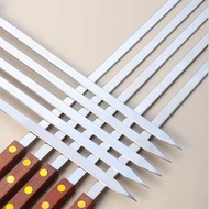 Stainless steel BBQ skewer with square wooden handle, skewer, flat skewer, BBQ needle