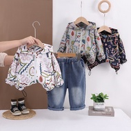 2026 Fashion New Spring and Autumn Children Boys Cotton Full Printed Lines Colorful Long Sleeve Hood
