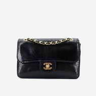 CHANEL Vintage Black Lizard Skin 23cm Classic Flap Bag