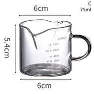 [PureZone] 70 75ml Espresso Shot Glass Double Spout Glass Measuring Cup Heat-Resistant Handle Clear Scale Wine Milk Coffee Measure Jug