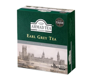 Ahmad Tea London Premium Earl Grey Black Tea Bags - 100 Count Box Elegant Green & White Packaging