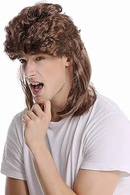 WIG ME UP - G-2-ZA6 Women's Men's Carnival Halloween Mullet Brown Toupeed Brushed 80s Proll Wig