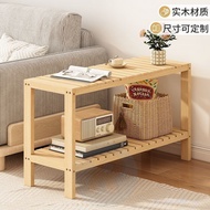 Bedside ribbed storage rack, headboard storage wooden shelf, simple small table, solid wood home flo