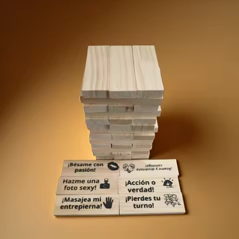 English 48pcs Building Block Game Couple Wooden Block Tower Game Date Night Adult Party Game French 