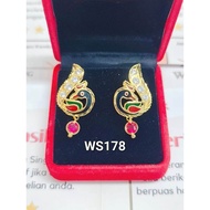 Wing Sing 916 Gold Design Skrew India Peacock Earrings / Subang Indian Skru Design Emas 916 (WS178)