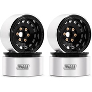 INJORA CNC Aluminum -10mm Offset 1.9" Wheels for 1/10 RC Crawlers Upgrade(Black)