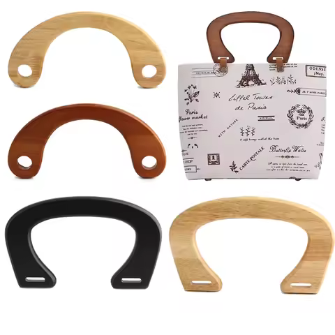 2PCS Wooden Wallet Handle Shoulder Bag Replacement Crochet Bag Beach Bag Straw Bag Handle DIY C Shap