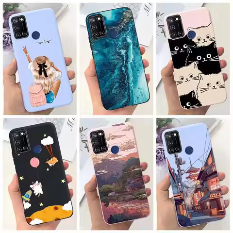 For Realme 7i RMX2103 Case New Fashion Painted Coque Soft Silicone Phone Back Cover For Realme C17 R