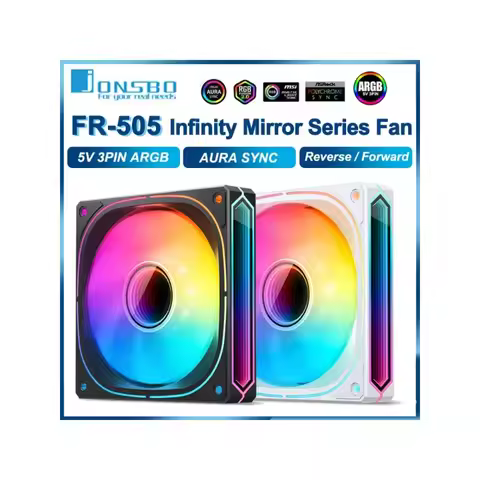 JONSBO FR-505B 120mm Computer Case Fan Reverse Infinity Mirror Series Quiet Fan 5V 3PIN ARGB 12CM CP
