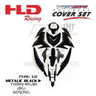 HLD RACING ( KOSONG ) COVER SET Y15 V2 Y15ZR METALIC SHINNY BLACK HITAM KILAT BG