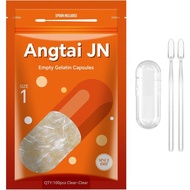 Kapsul Gelatin Kosong Saiz 1, Kapsul Gel Tulen Bovine Clear (100 Keping) Bebas Gluten, Bukan GMO, Ki