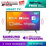 Mega Pro 32 Inch Smart Android LED TV [FREE Bracket] MegaPro32 Inch Ultra-slim Smart HD LED TV [3237] | Netflix &amp; Youtube | android screen-mirroring | extra-loud sound | WIFI + LAN | Samsung LED panel inside | 1366x768 | flatscreen tv LED 32
