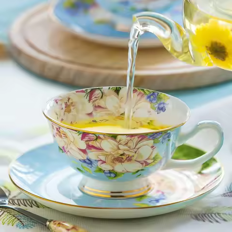 220ML, fine bone china vintage tea cup set, craft tea cup with saucer, porcelain coffee cup, cafetei