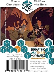 Greater Than Games Mini Euro Size Board Game Card Sleeves – 44mm x 68mm - 50 Count Clear Sleeves