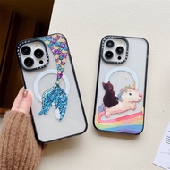 Magsafe Case for iPhone 14 13 12 11 Pro Max Wireless Charge Support Magnetic Clear Hard Acrylic Protective Cover-Mermaid Unicorn