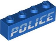 【磚樂】LEGO 樂高 3010pb332 6387165 Brick 1x4 藍色 磚印刷(警察)