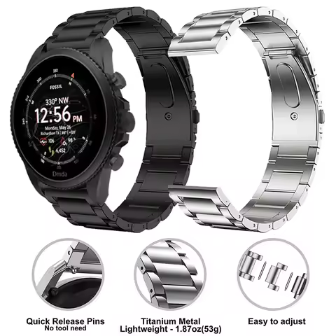22mm Titanium Watch Strap For Fossil GEN 6 5 5E 44mm GEN 5 LTE 45mm Smartwatch Bracelet For Fossil C