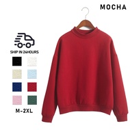 MOCHA Women Round Neck Sweater Casual Plain Hoodie Long Sleeve Sweater Loose Sweatshirt ST167