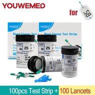 แถบทดสอบ GLS-75 YASEE 50-100ชิ้นสำหรับเครื่องวัดน้ำตาลในเลือด GLM-75พร้อม Lancets ฟรี