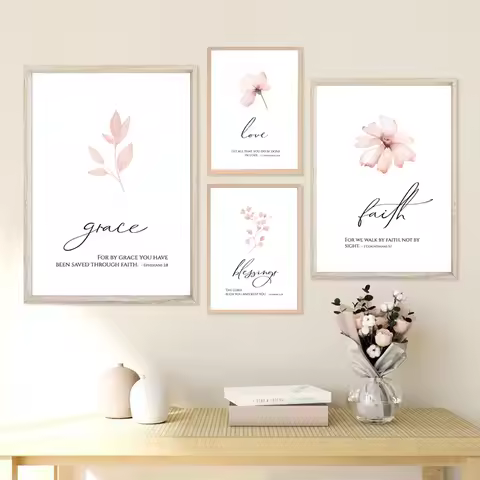 Grace Faith Love Blessings Bible Verse Wall Art Canvas Painting Quote Posters and Prints Abstract Fl